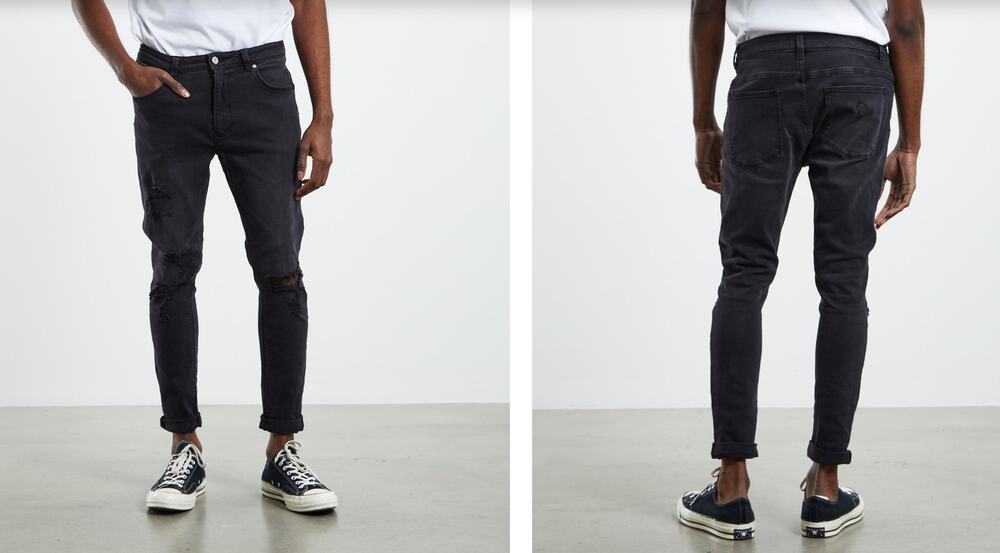 Abrand Dropped Skinny Jeans Debaser Gray Black Shred Distressed Pocket Size 29